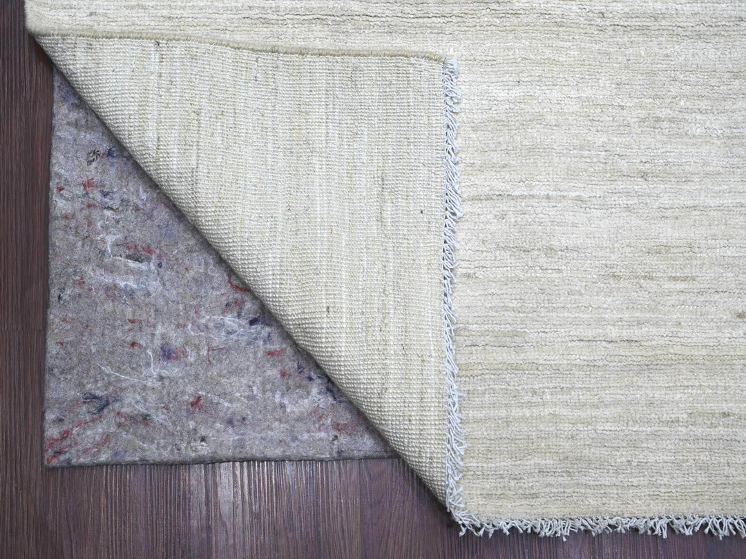 8'8" x 11'9" New Hand Knotted Ivory Wool Rectangle Oriental Rug - MOA10222097
