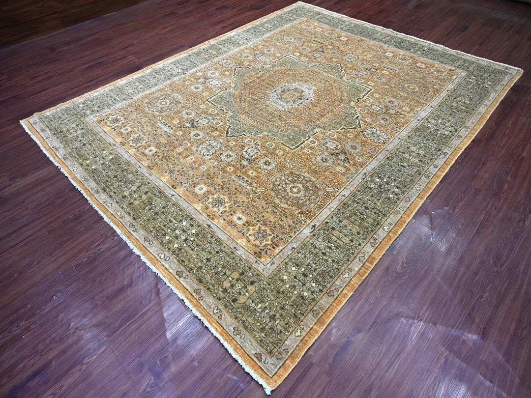 8'0" x 10'3" New Hand Knotted Brown Wool Rectangle Oriental Rug - MOA10222098