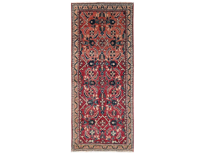 2'9" x 6'6" Vintage Hand Knotted Red Wool Runner Oriental Rug - MOA1022209