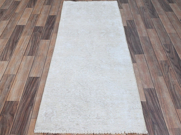 2'1" x 5'10" Vintage Hand Knotted Ivory Wool Runner Oriental Rug - MOA102220