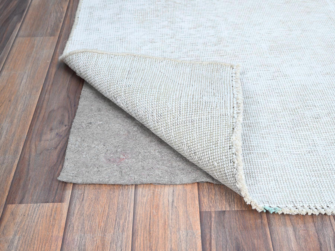 2'1" x 5'10" Vintage Hand Knotted Ivory Wool Runner Oriental Rug - MOA102220