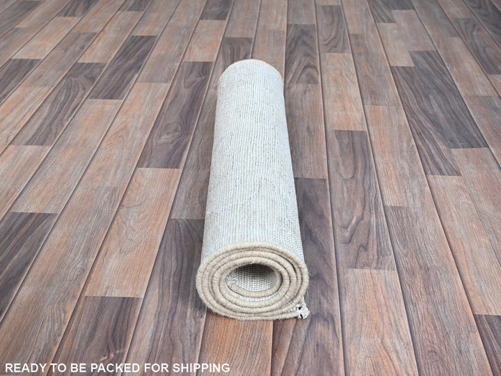 2'1" x 5'10" Vintage Hand Knotted Ivory Wool Runner Oriental Rug - MOA102220