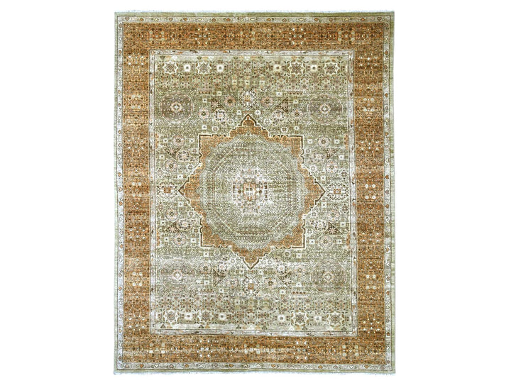 7'11" x 10'0" New Hand Knotted Green Wool Rectangle Oriental Rug - MOA10222100