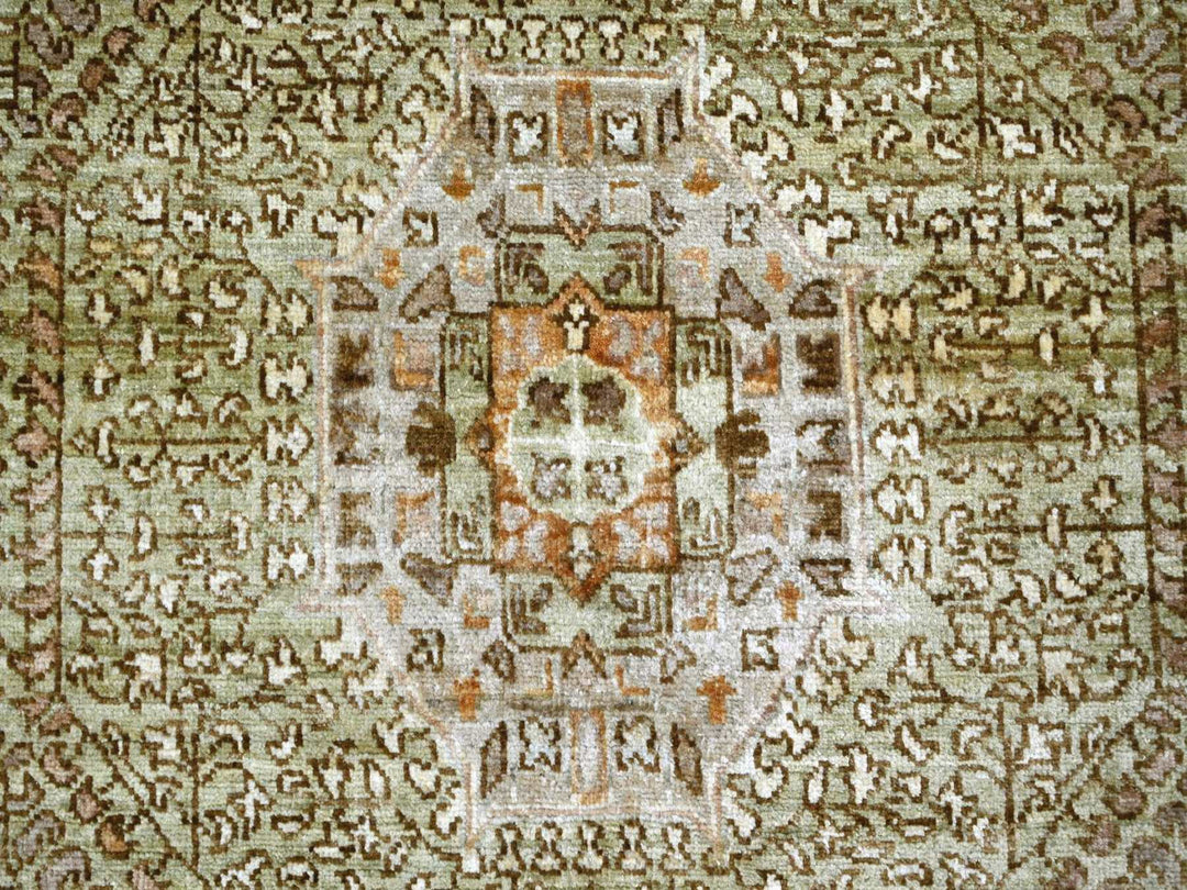 7'11" x 10'0" New Hand Knotted Green Wool Rectangle Oriental Rug - MOA10222100