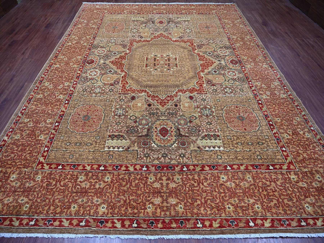 9'0" x 11'9" New Hand Knotted Brown Wool Rectangle Oriental Rug - MOA10222101