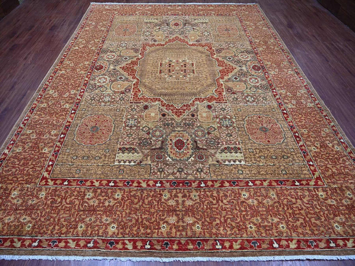 9'0" x 11'9" New Hand Knotted Brown Wool Rectangle Oriental Rug - MOA10222101