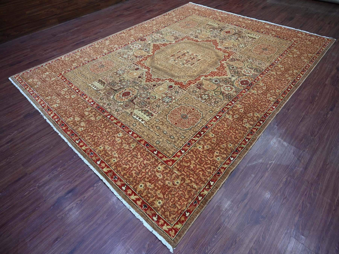 9'0" x 11'9" New Hand Knotted Brown Wool Rectangle Oriental Rug - MOA10222101