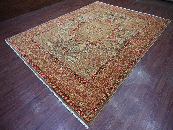 9'0" x 11'9" New Hand Knotted Brown Wool Rectangle Oriental Rug - MOA10222101