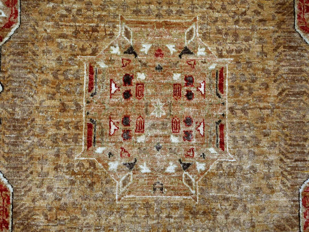 9'0" x 11'9" New Hand Knotted Brown Wool Rectangle Oriental Rug - MOA10222101