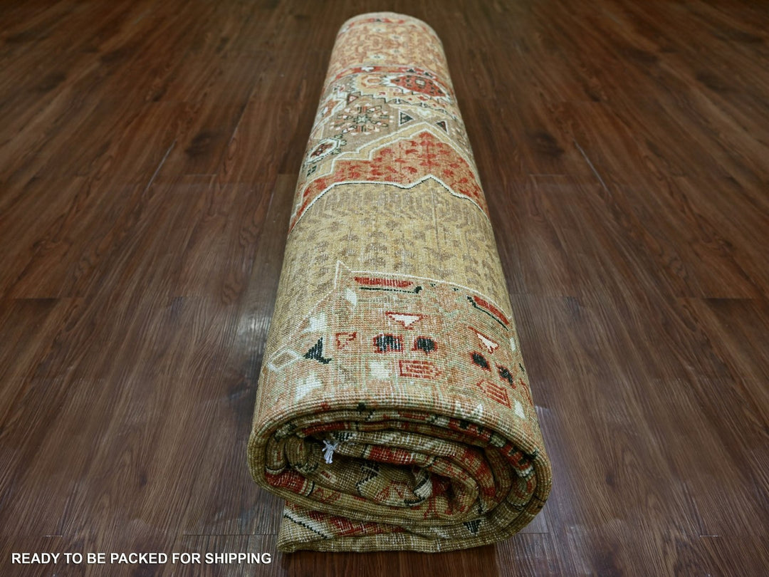 9'0" x 11'9" New Hand Knotted Brown Wool Rectangle Oriental Rug - MOA10222101