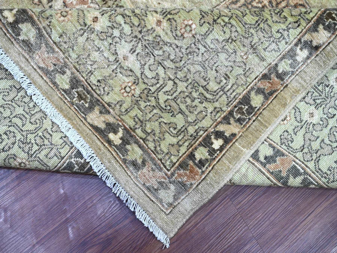 9'3" x 11'8" New Hand Knotted Green Wool Rectangle Oriental Rug - MOA10222102