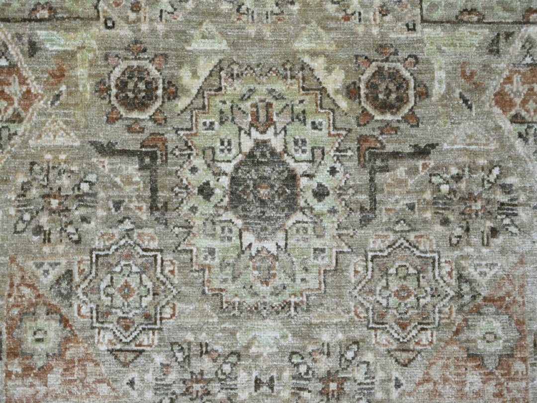 9'3" x 11'8" New Hand Knotted Green Wool Rectangle Oriental Rug - MOA10222102
