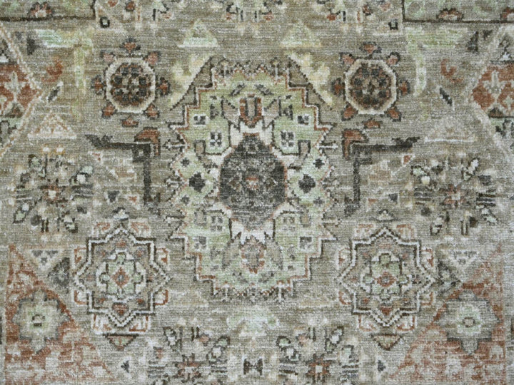 9'3" x 11'8" New Hand Knotted Green Wool Rectangle Oriental Rug - MOA10222102