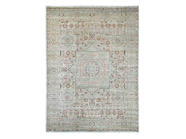8'10" x 11'10" New Hand Knotted Grey Wool Rectangle Oriental Rug - MOA10222103