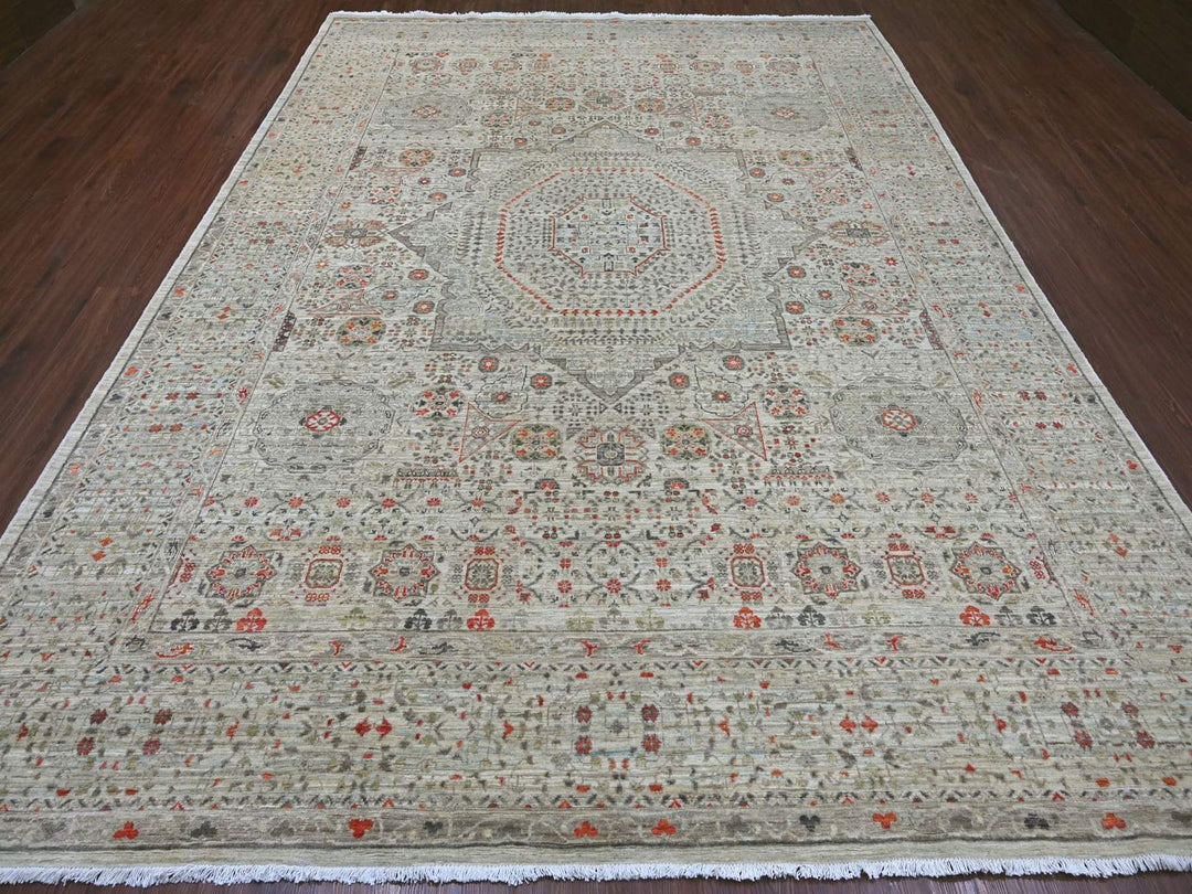 8'10" x 11'10" New Hand Knotted Grey Wool Rectangle Oriental Rug - MOA10222103
