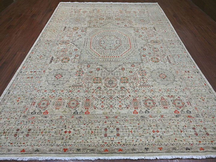 8'10" x 11'10" New Hand Knotted Grey Wool Rectangle Oriental Rug - MOA10222103