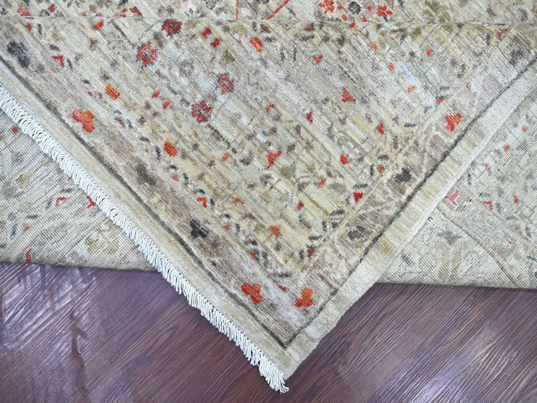 8'10" x 11'10" New Hand Knotted Grey Wool Rectangle Oriental Rug - MOA10222103