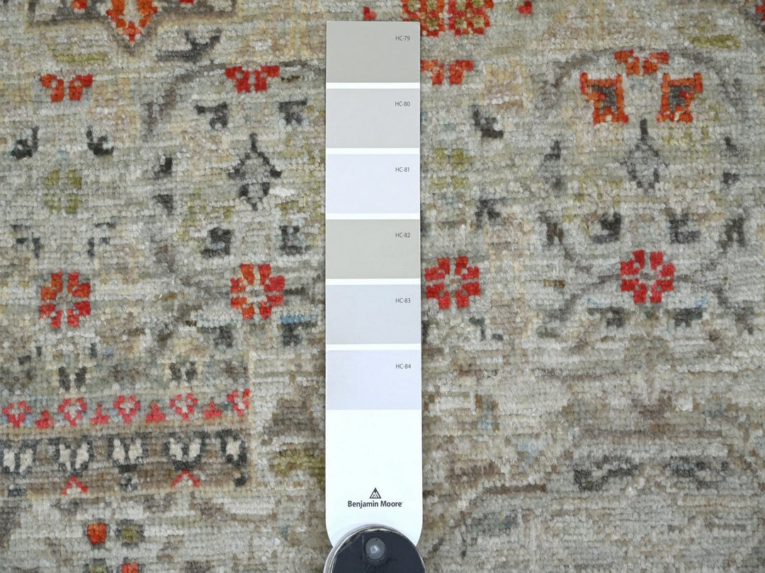 8'10" x 11'10" New Hand Knotted Grey Wool Rectangle Oriental Rug - MOA10222103