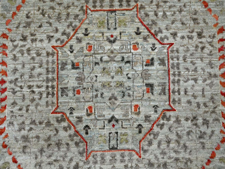 8'10" x 11'10" New Hand Knotted Grey Wool Rectangle Oriental Rug - MOA10222103