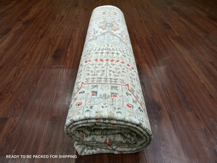 8'10" x 11'10" New Hand Knotted Grey Wool Rectangle Oriental Rug - MOA10222103