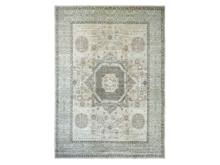 9'11" x 13'8" New Hand Knotted Green Wool Rectangle Oriental Rug - MOA10222104