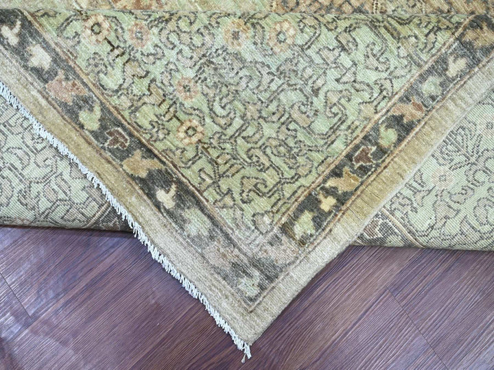 9'11" x 13'8" New Hand Knotted Green Wool Rectangle Oriental Rug - MOA10222104