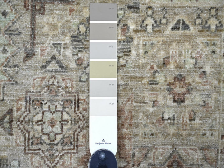 9'11" x 13'8" New Hand Knotted Green Wool Rectangle Oriental Rug - MOA10222104