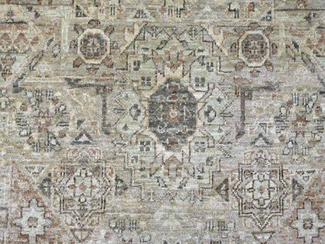 9'11" x 13'8" New Hand Knotted Green Wool Rectangle Oriental Rug - MOA10222104