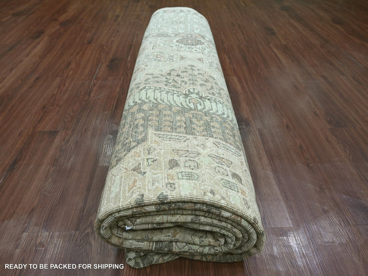 9'11" x 13'8" New Hand Knotted Green Wool Rectangle Oriental Rug - MOA10222104