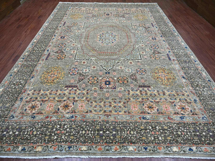 9'10" x 13'4" New Hand Knotted Grey Wool Rectangle Oriental Rug - MOA10222105