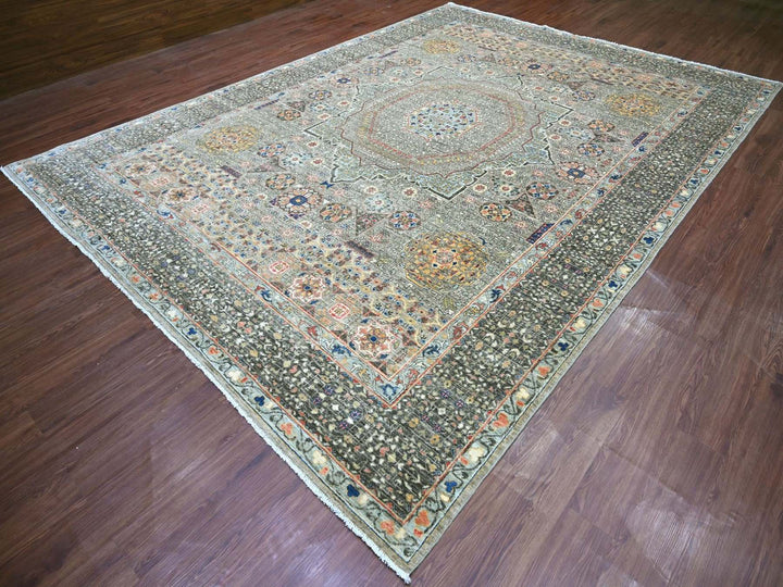 9'10" x 13'4" New Hand Knotted Grey Wool Rectangle Oriental Rug - MOA10222105