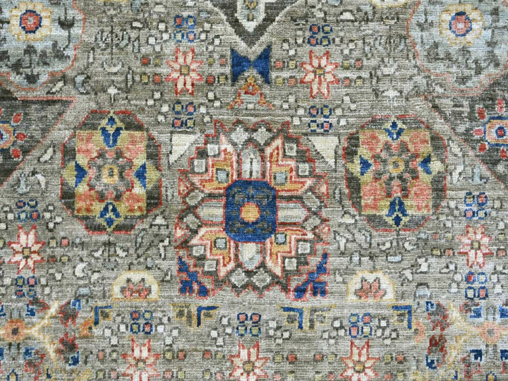 9'10" x 13'4" New Hand Knotted Grey Wool Rectangle Oriental Rug - MOA10222105