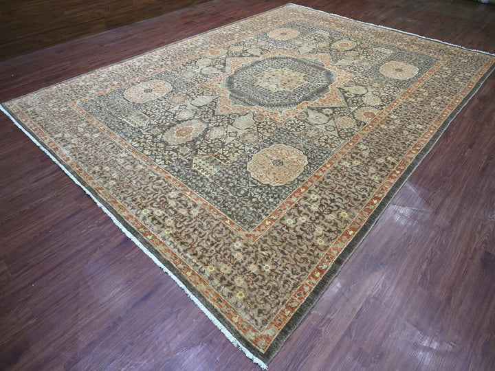 10'2" x 13'9" New Hand Knotted Brown Wool Rectangle Oriental Rug - MOA10222108