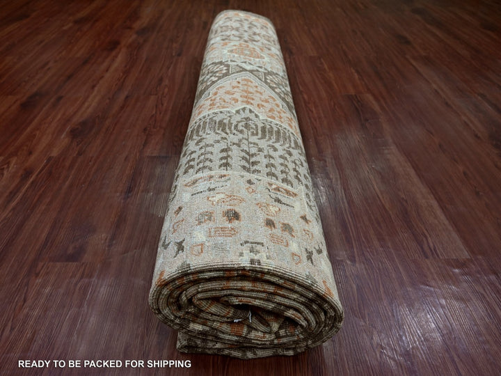10'2" x 13'9" New Hand Knotted Brown Wool Rectangle Oriental Rug - MOA10222108