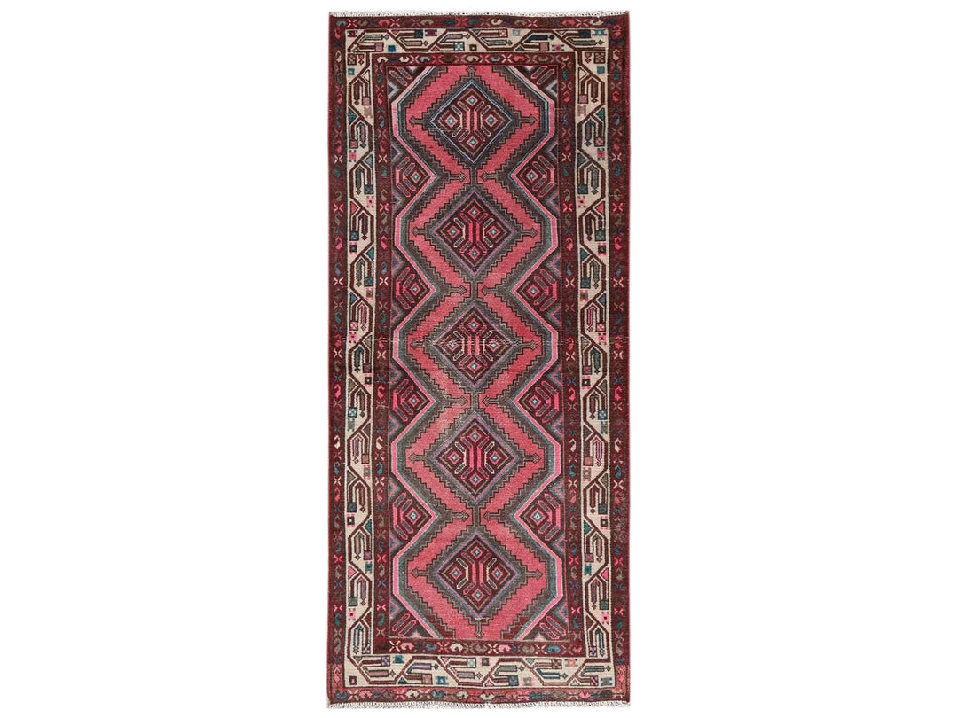 2'8" x 6'2" Vintage Hand Knotted Pink Wool Runner Oriental Rug - MOA1022210
