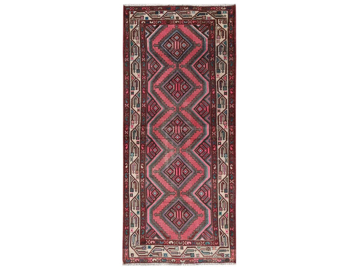 2'8" x 6'2" Vintage Hand Knotted Pink Wool Runner Oriental Rug - MOA1022210