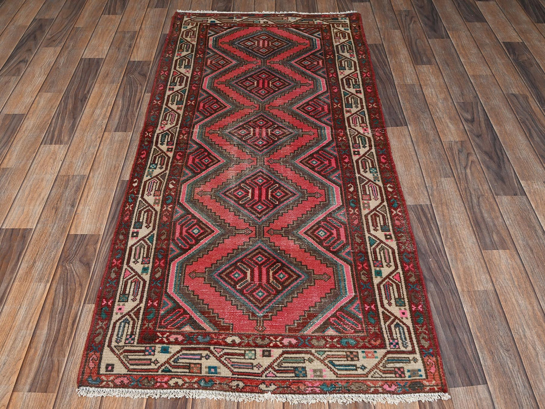 2'8" x 6'2" Vintage Hand Knotted Pink Wool Runner Oriental Rug - MOA1022210