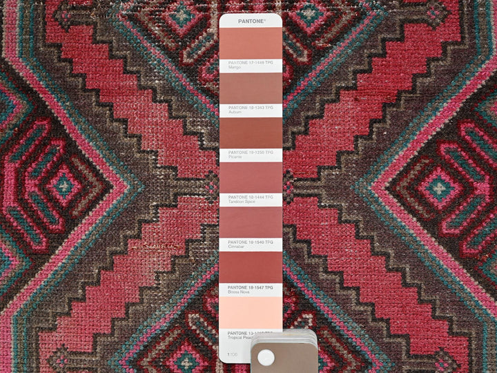 2'8" x 6'2" Vintage Hand Knotted Pink Wool Runner Oriental Rug - MOA1022210