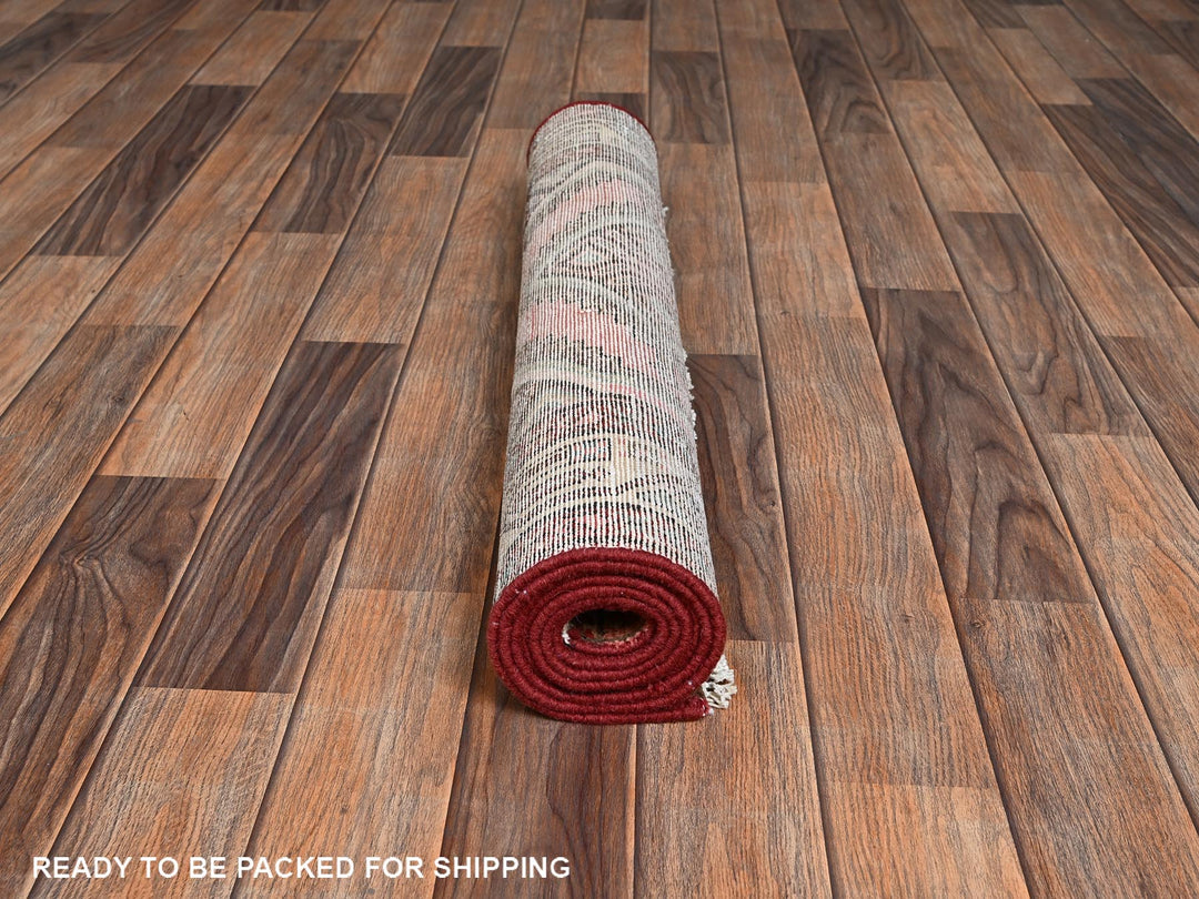 2'8" x 6'2" Vintage Hand Knotted Pink Wool Runner Oriental Rug - MOA1022210