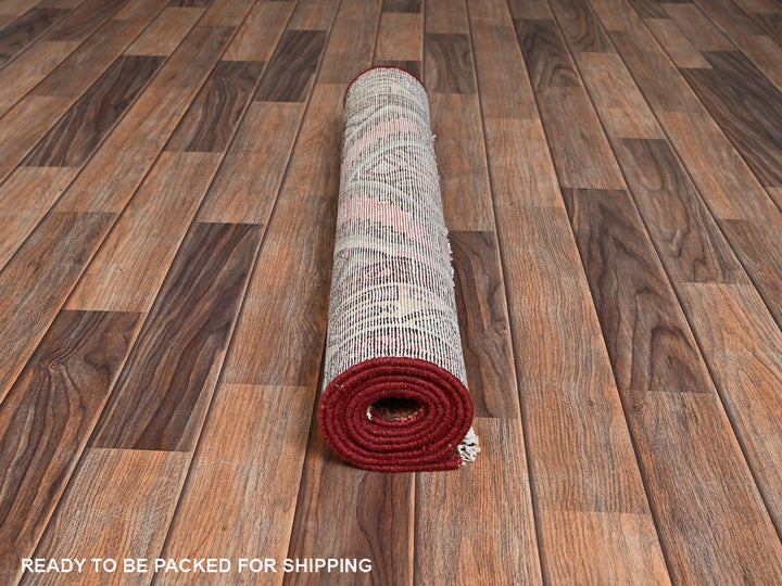 2'8" x 6'2" Vintage Hand Knotted Pink Wool Runner Oriental Rug - MOA1022210