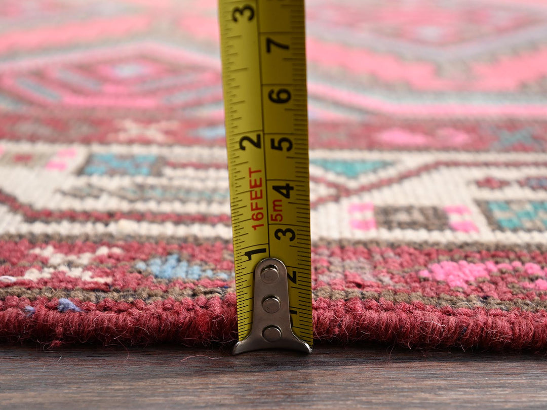 2'8" x 6'2" Vintage Hand Knotted Pink Wool Runner Oriental Rug - MOA1022210