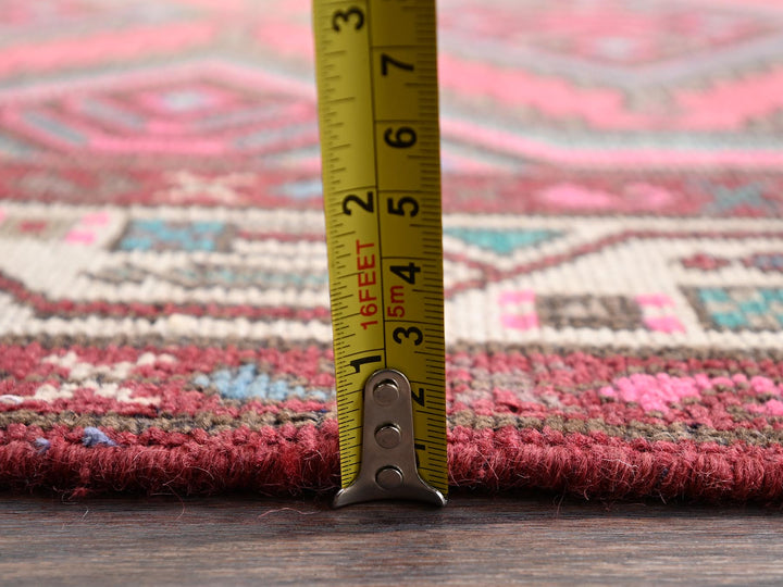 2'8" x 6'2" Vintage Hand Knotted Pink Wool Runner Oriental Rug - MOA1022210