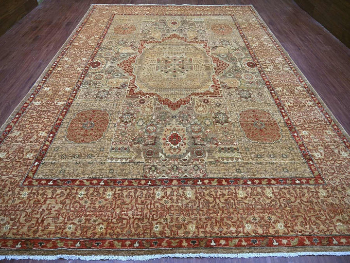 10'1" x 13'7" New Hand Knotted Brown Wool Rectangle Oriental Rug - MOA10222110