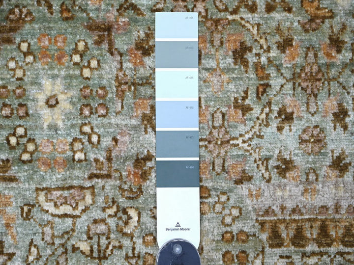 10'0" x 14'6" New Hand Knotted Green Wool Rectangle Oriental Rug - MOA10222111