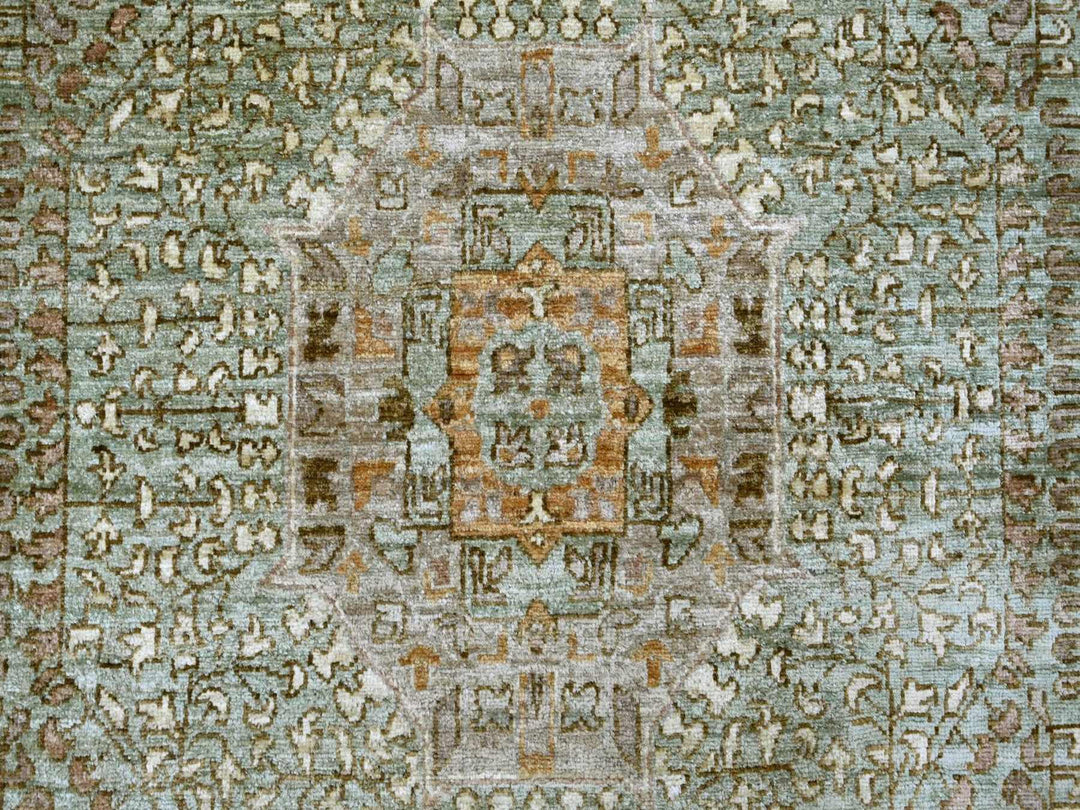 10'0" x 14'6" New Hand Knotted Green Wool Rectangle Oriental Rug - MOA10222111