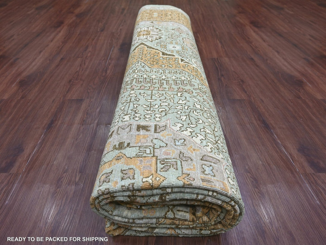 10'0" x 14'6" New Hand Knotted Green Wool Rectangle Oriental Rug - MOA10222111