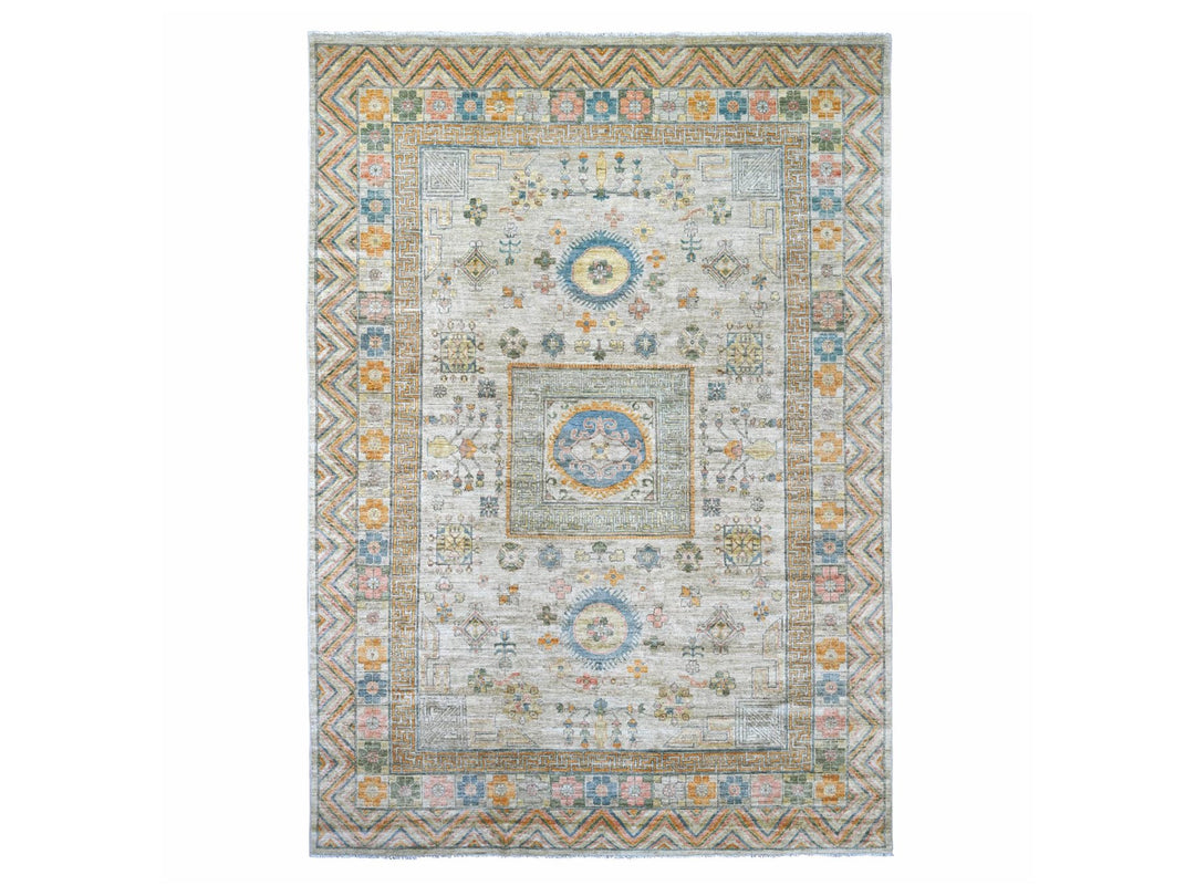 9'7" x 13'4" New Hand Knotted Ivory Wool Rectangle Oriental Rug - MOA10222113