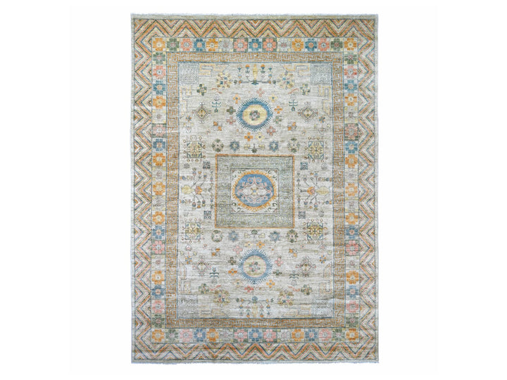 9'7" x 13'4" New Hand Knotted Ivory Wool Rectangle Oriental Rug - MOA10222113