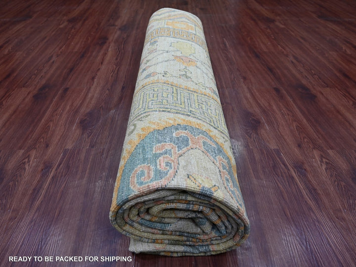 9'7" x 13'4" New Hand Knotted Ivory Wool Rectangle Oriental Rug - MOA10222113