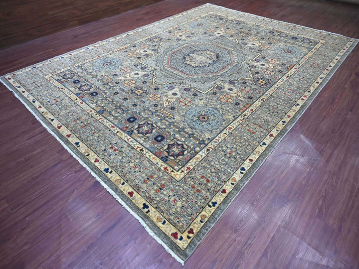 10'0" x 13'9" New Hand Knotted Grey Wool Rectangle Oriental Rug - MOA10222114